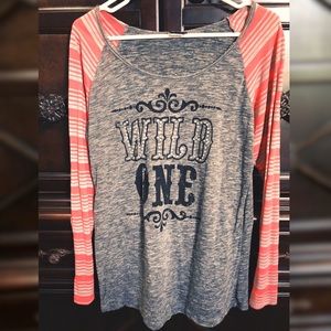 Fitted long sleeve sheer tee